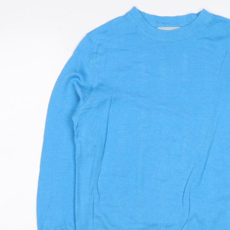 M&S Women’s Blue Size 8 Extra Fine Merino Wool Crew Neck Jumper