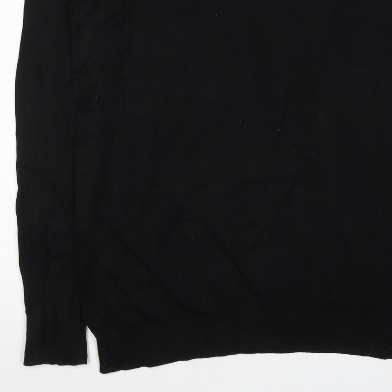 COS Women Black M 1/4 Zip Mock Neck Cotton Jumper