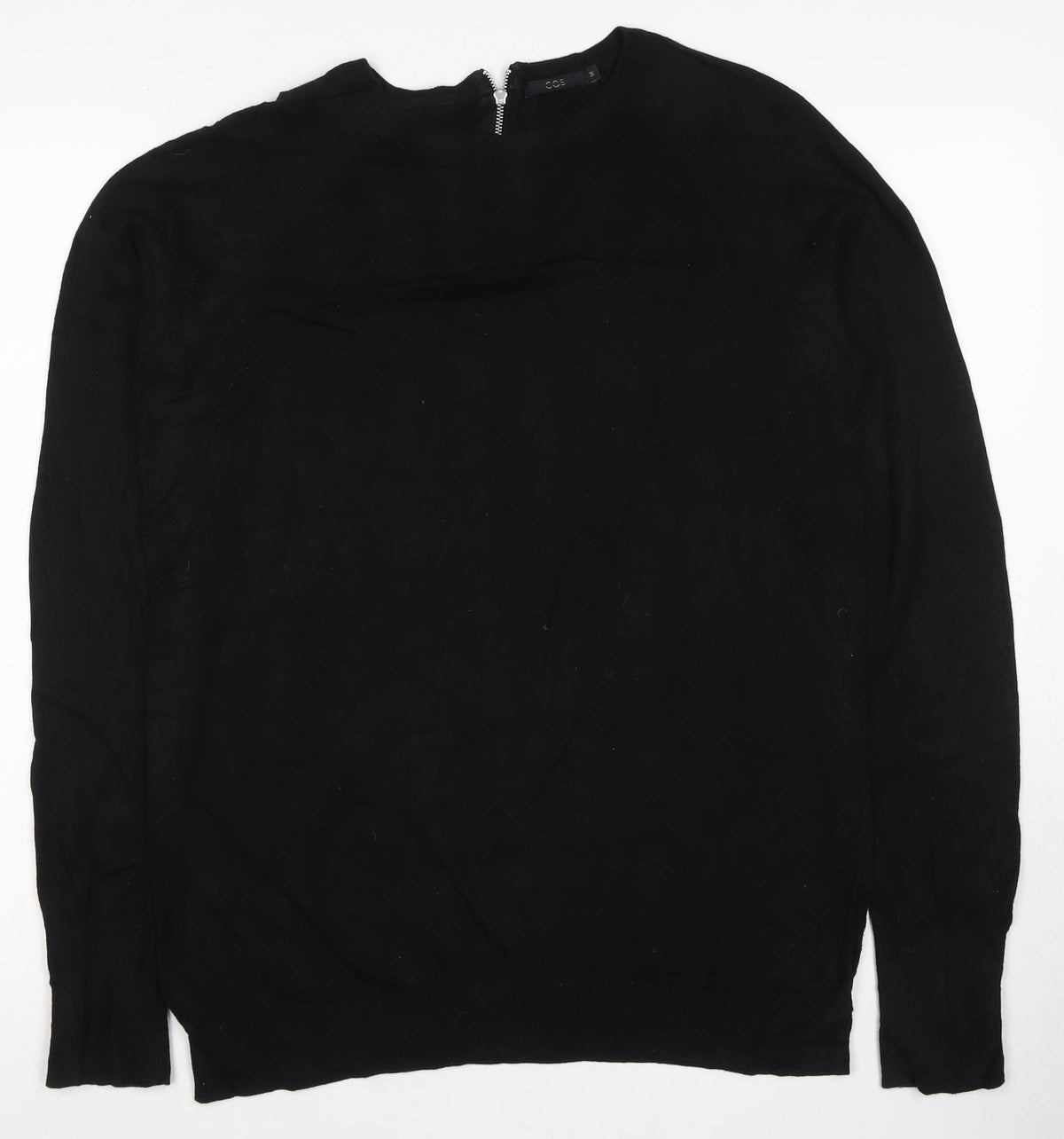 COS Women Black M 1/4 Zip Mock Neck Cotton Jumper