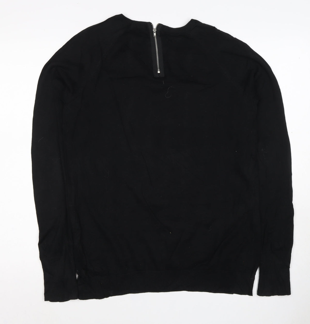 COS Women Black M 1/4 Zip Mock Neck Cotton Jumper