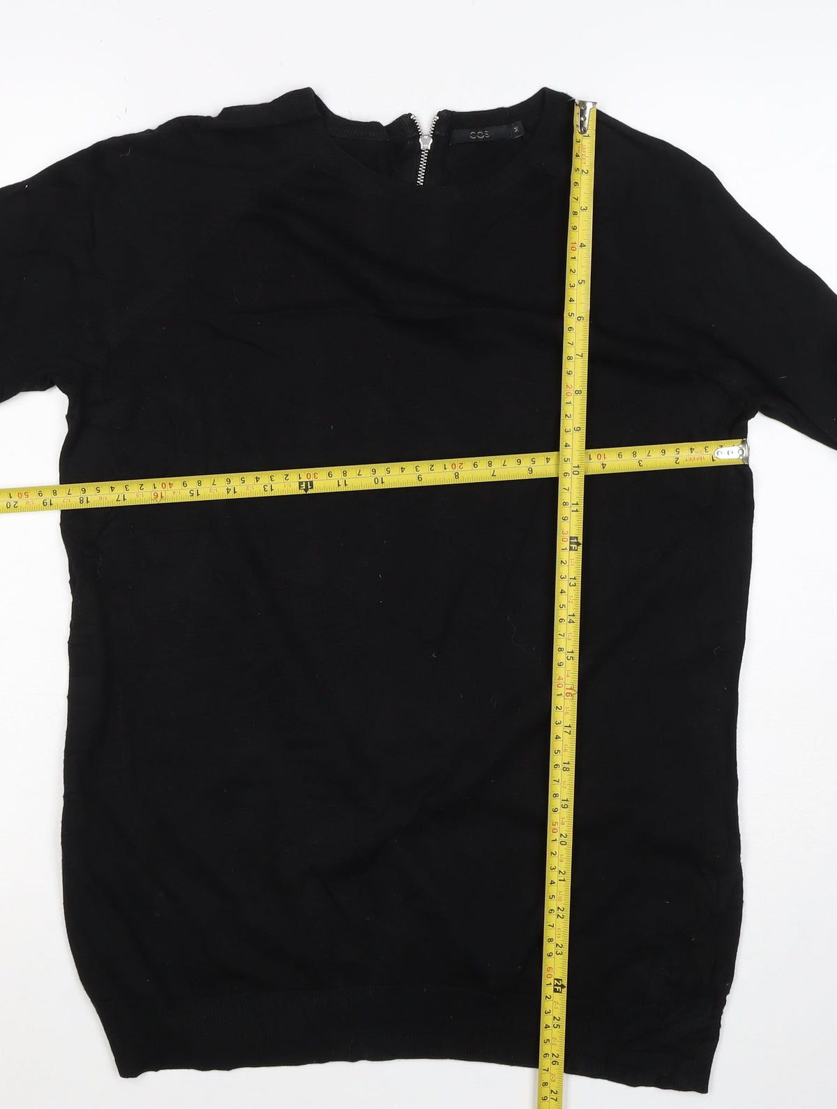 COS Women Black M 1/4 Zip Mock Neck Cotton Jumper