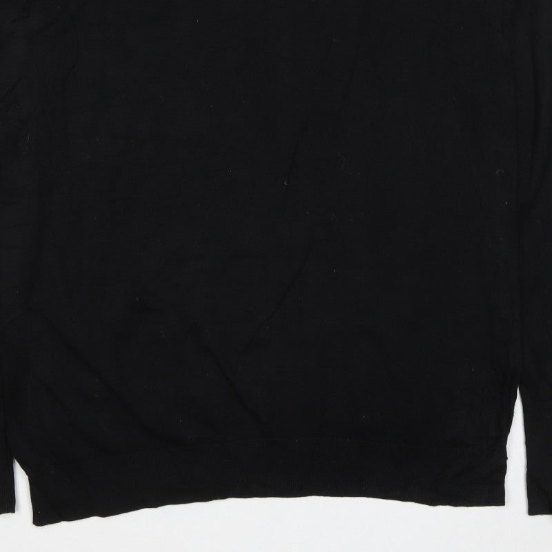 COS Women Black M 1/4 Zip Mock Neck Cotton Jumper