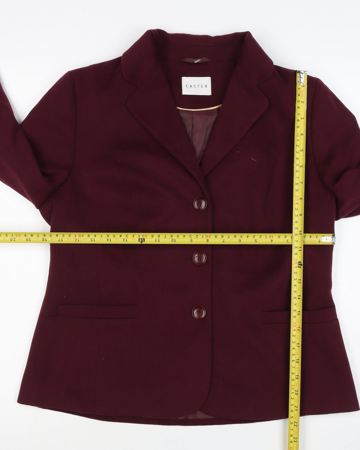 Eastex Women’s Burgundy UK 12 Tailored 3 Button Lined Blazer