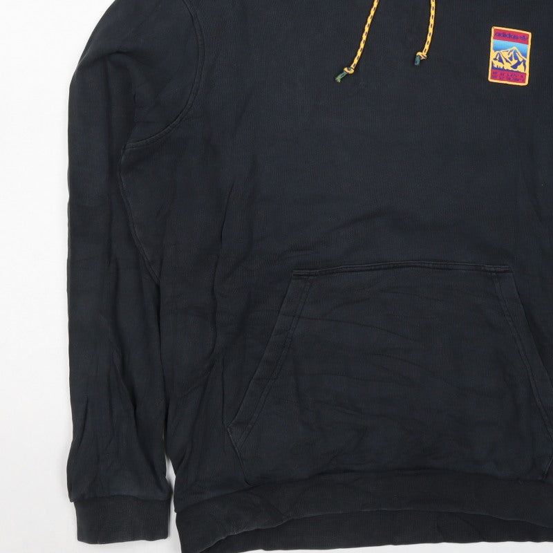 Adidas Men’s Black L Pullover Hoodie Mountain Patch Kangaroo Pocket