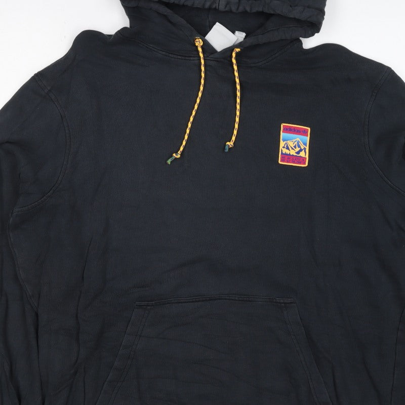 Adidas Men’s Black L Pullover Hoodie Mountain Patch Kangaroo Pocket