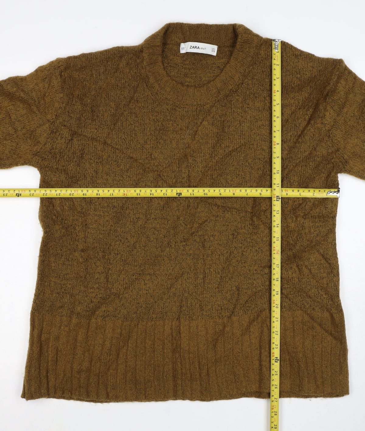 Zara Women Brown M Knit Pullover Crew Neck Long Sleeve Jumper