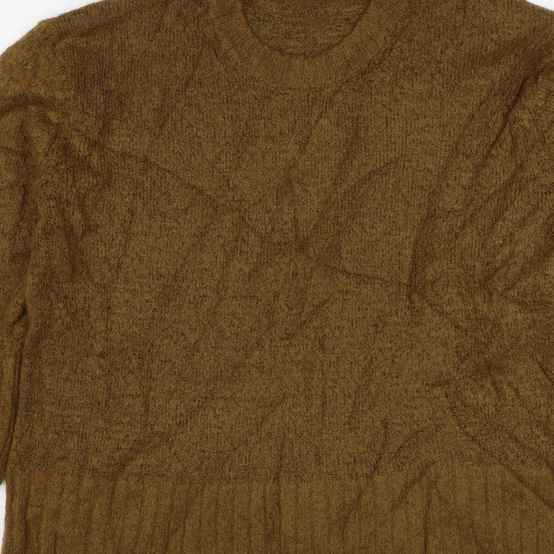 Zara Women Brown M Knit Pullover Crew Neck Long Sleeve Jumper