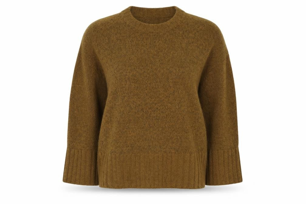 Zara Women Brown M Knit Pullover Crew Neck Long Sleeve Jumper