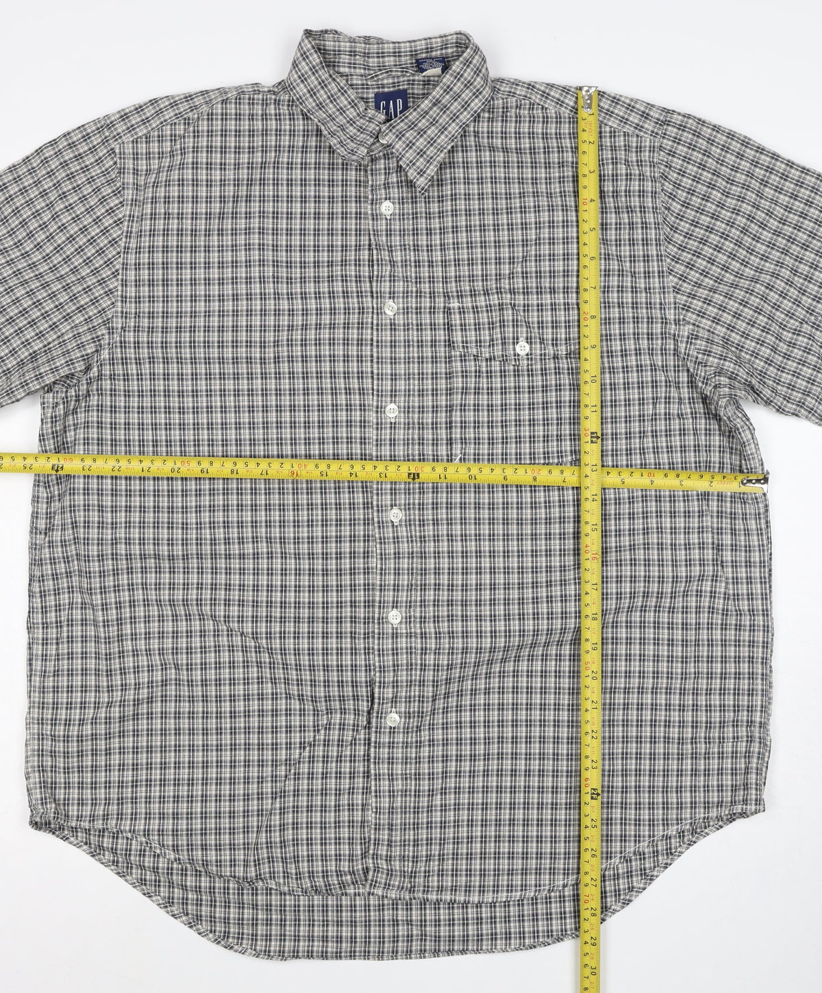 Gap Men’s Grey Check Cotton Short Sleeve Button-Down Shirt Size M