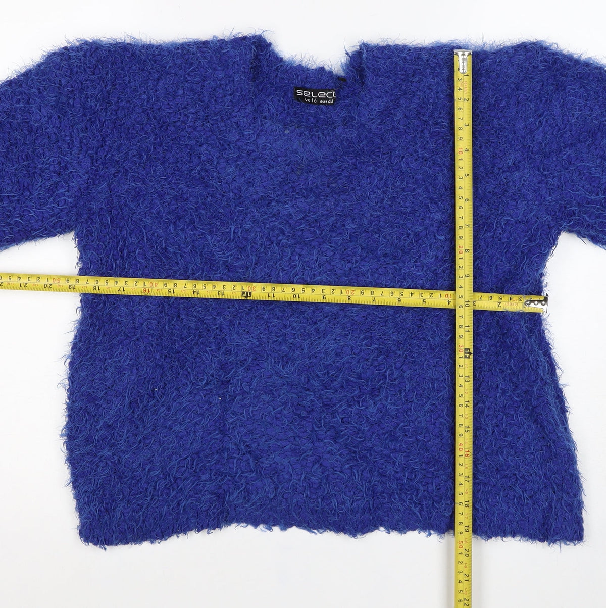 Select Women’s Blue Fuzzy Knit Pullover Jumper UK 16 Long Sleeve