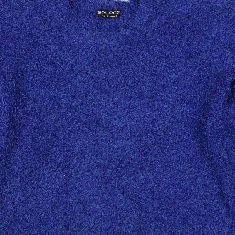 Select Women’s Blue Fuzzy Knit Pullover Jumper UK 16 Long Sleeve
