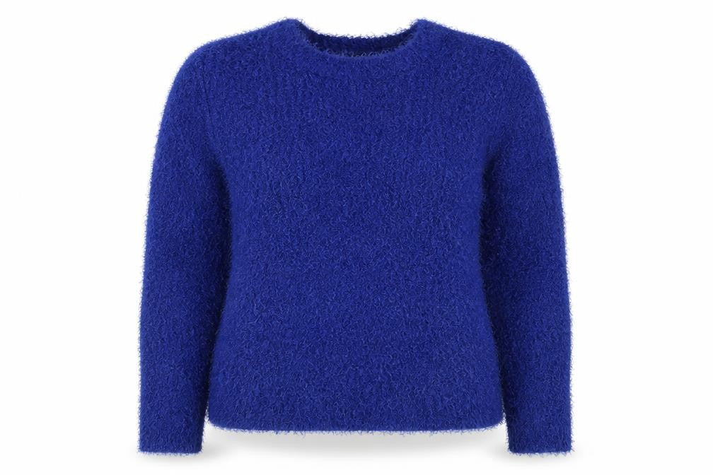 Select Women’s Blue Fuzzy Knit Pullover Jumper UK 16 Long Sleeve