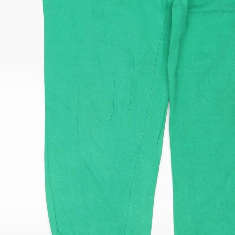 St Michael Women’s Green Cotton Jogger Sweatpants UK 10-12 Drawstring