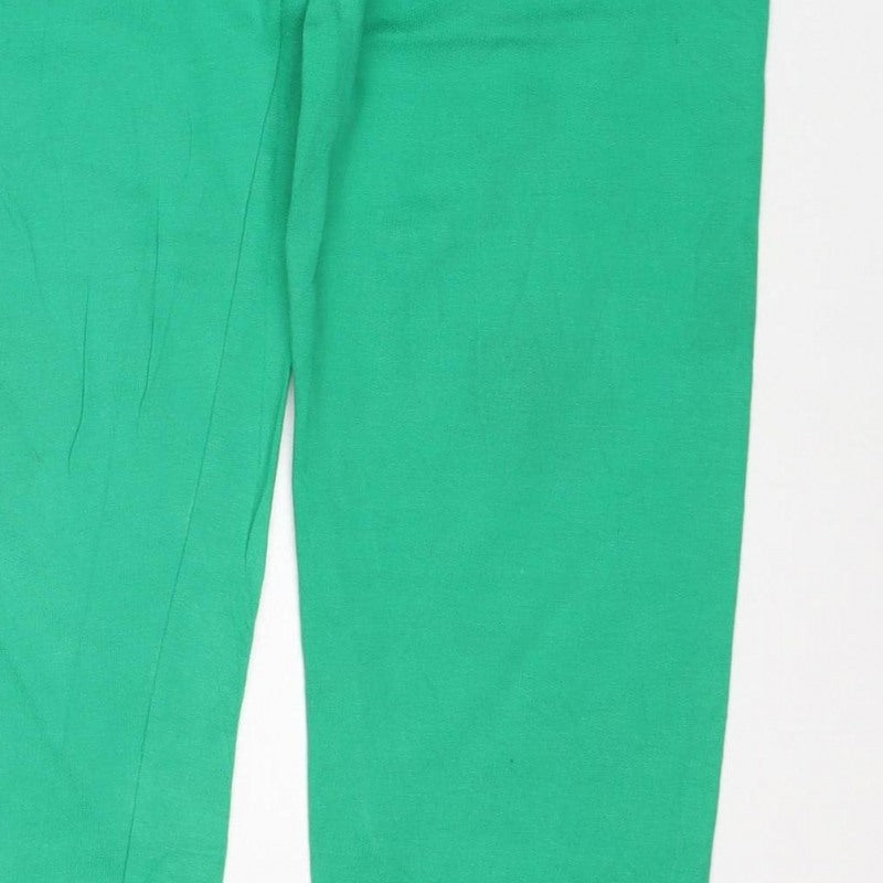 St Michael Women’s Green Cotton Jogger Sweatpants UK 10-12 Drawstring