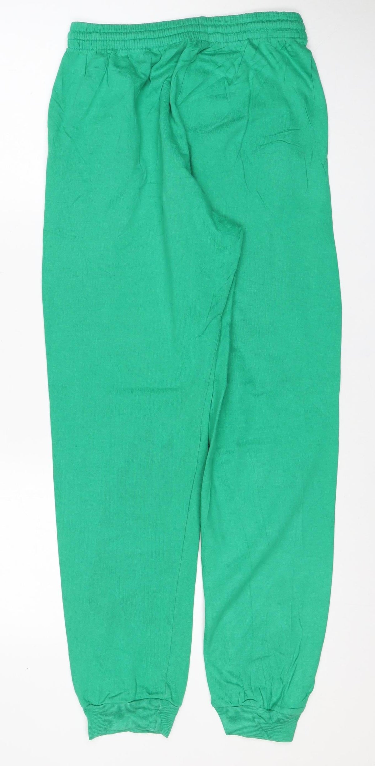 St Michael Women’s Green Cotton Jogger Sweatpants UK 10-12 Drawstring