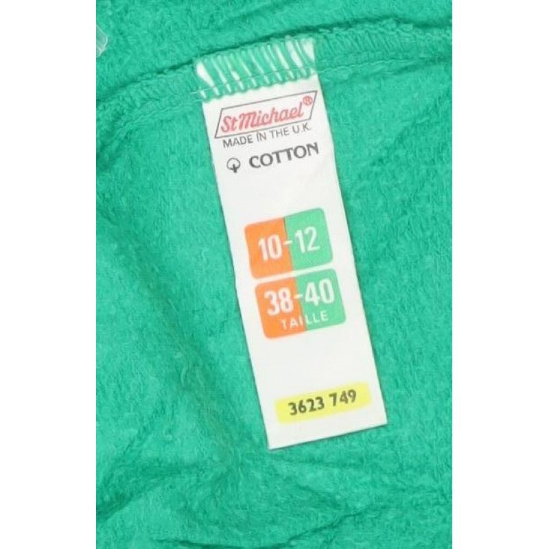 St Michael Women’s Green Cotton Jogger Sweatpants UK 10-12 Drawstring