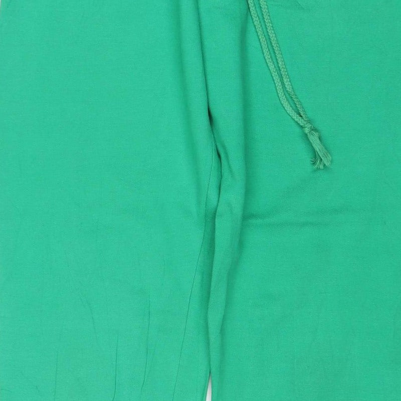 St Michael Women’s Green Cotton Jogger Sweatpants UK 10-12 Drawstring