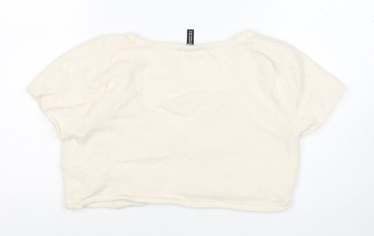 H&M Divided Women Ivory Size 8 Short Sleeve Knit Shrug Cardigan