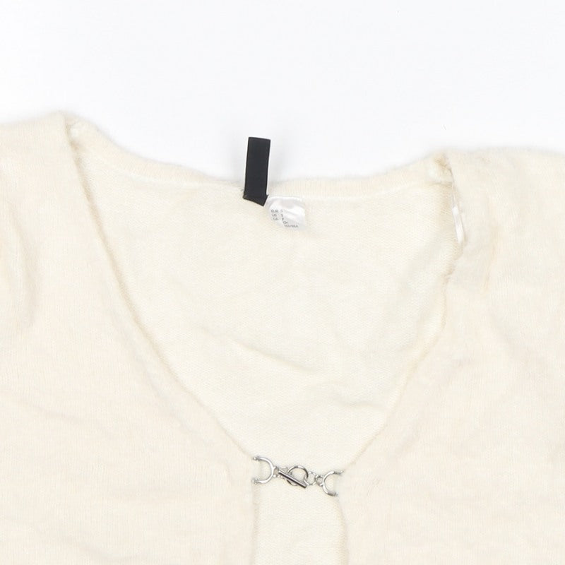 H&M Divided Women Ivory Size 8 Short Sleeve Knit Shrug Cardigan
