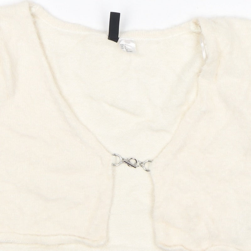 H&M Divided Women Ivory Size 8 Short Sleeve Knit Shrug Cardigan