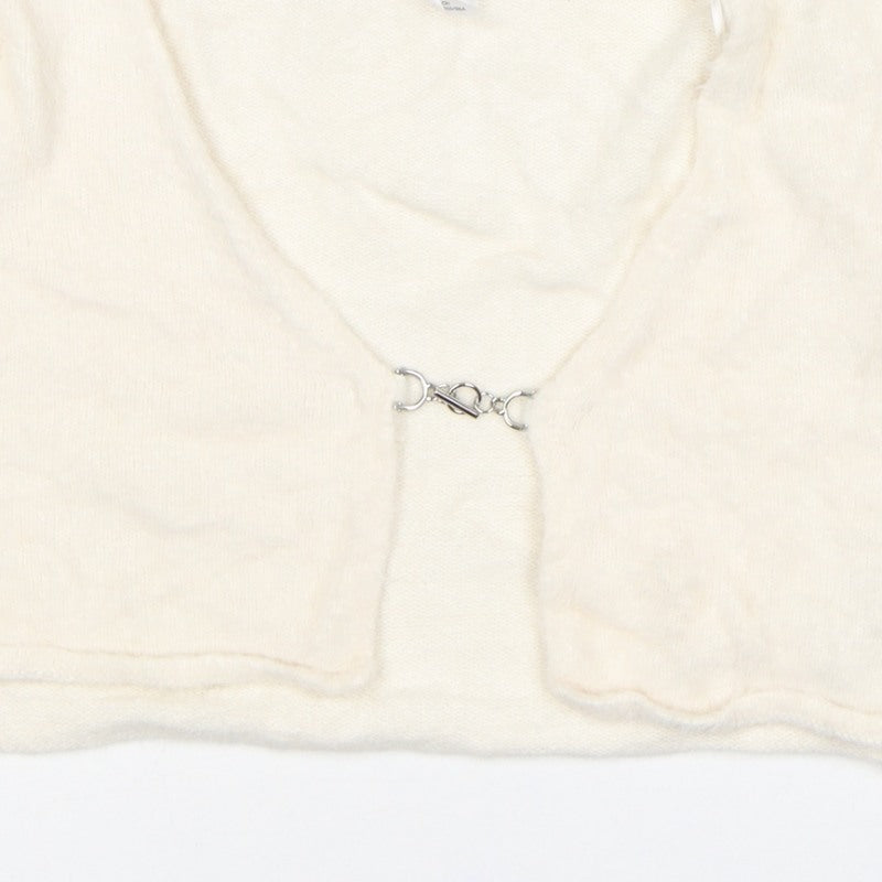H&M Divided Women Ivory Size 8 Short Sleeve Knit Shrug Cardigan