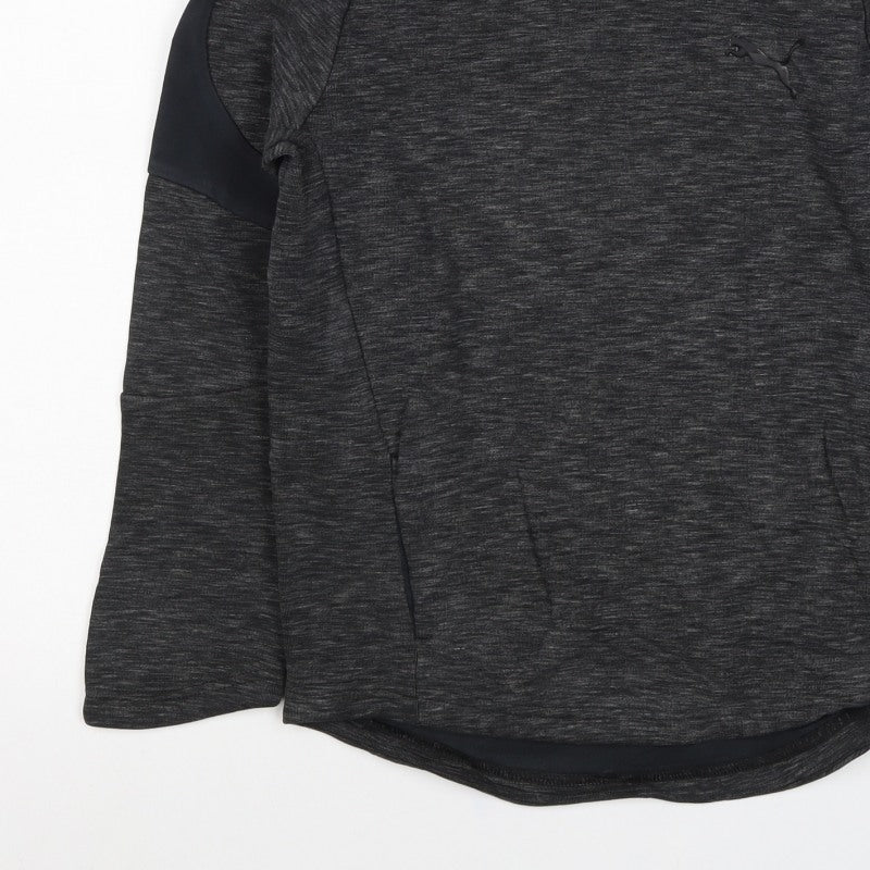 Puma Boys Grey 13 Years Pullover Hoodie Logo Pockets