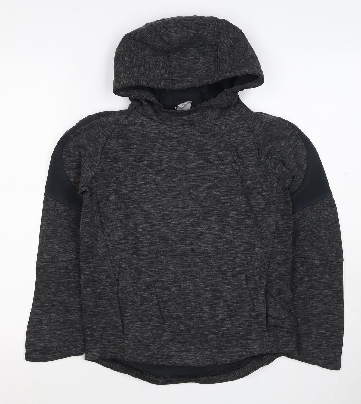 Puma Boys Grey 13 Years Pullover Hoodie Logo Pockets