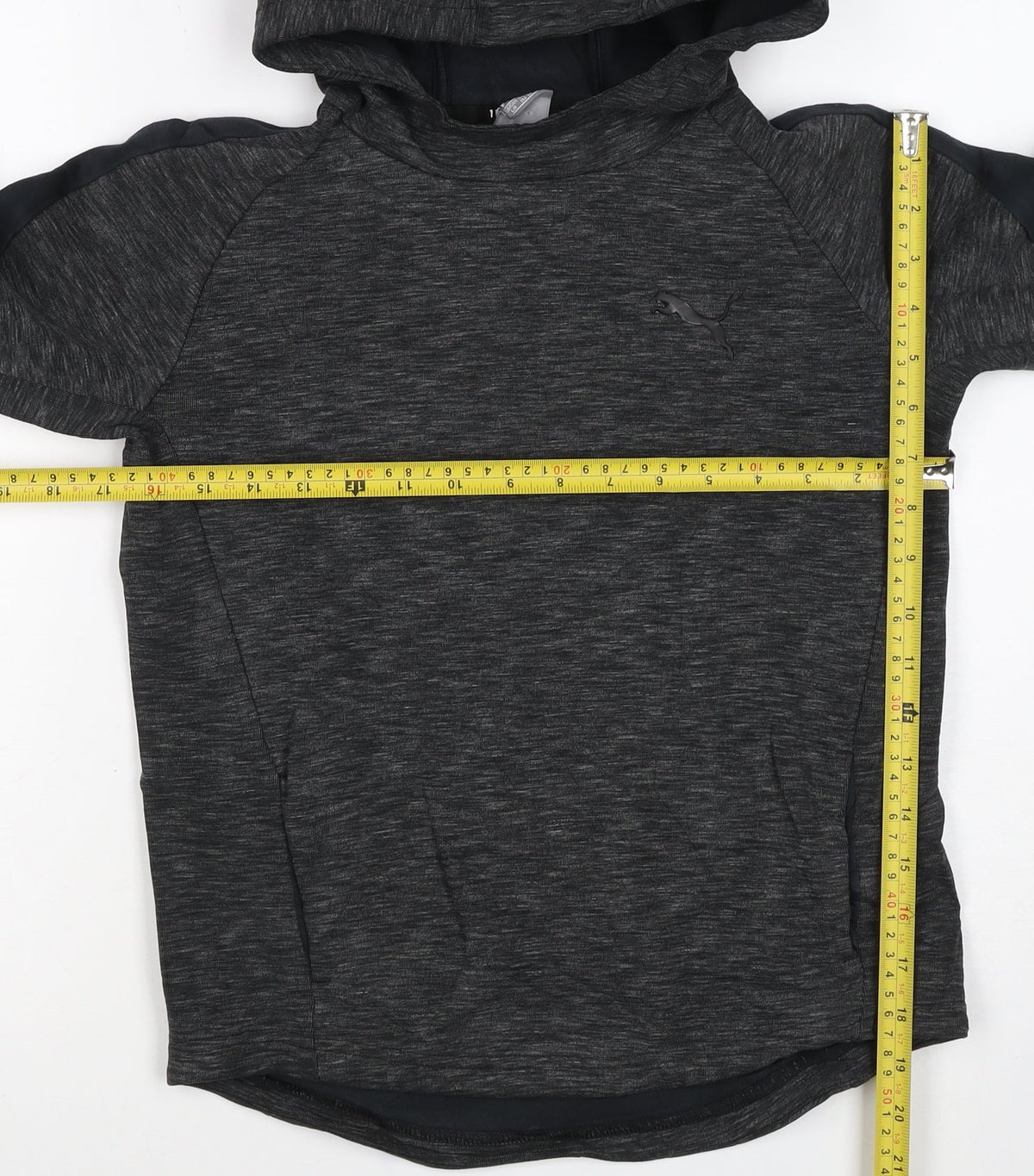 Puma Boys Grey 13 Years Pullover Hoodie Logo Pockets