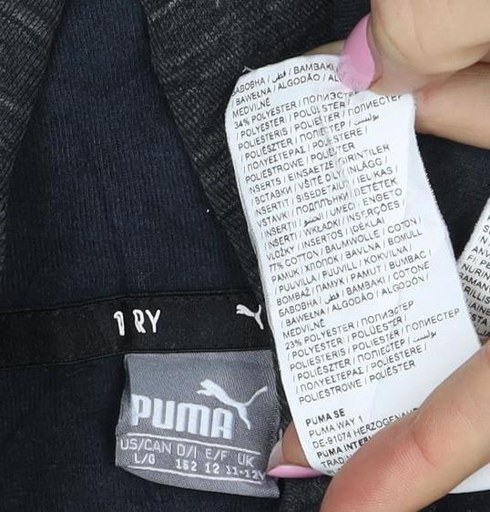 Puma Boys Grey 13 Years Pullover Hoodie Logo Pockets
