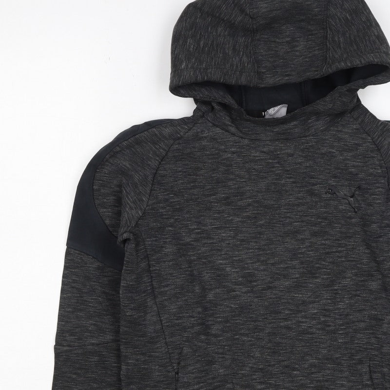 Puma Boys Grey 13 Years Pullover Hoodie Logo Pockets