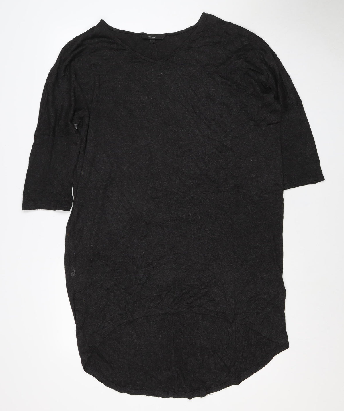 Vero Moda Women Black M Knit Shift Knee Length Long Sleeve Dress