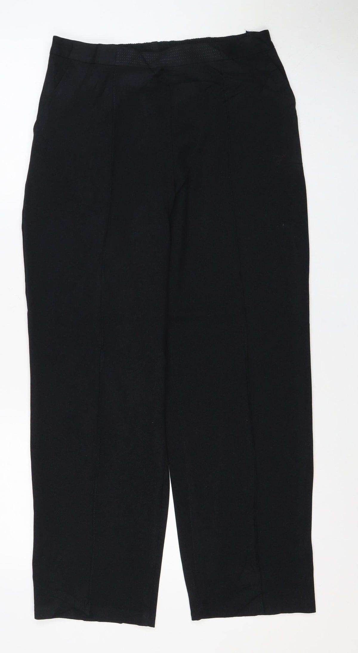 Marks & Spencer Women Navy UK 10 Short Pull-On Straight Trousers