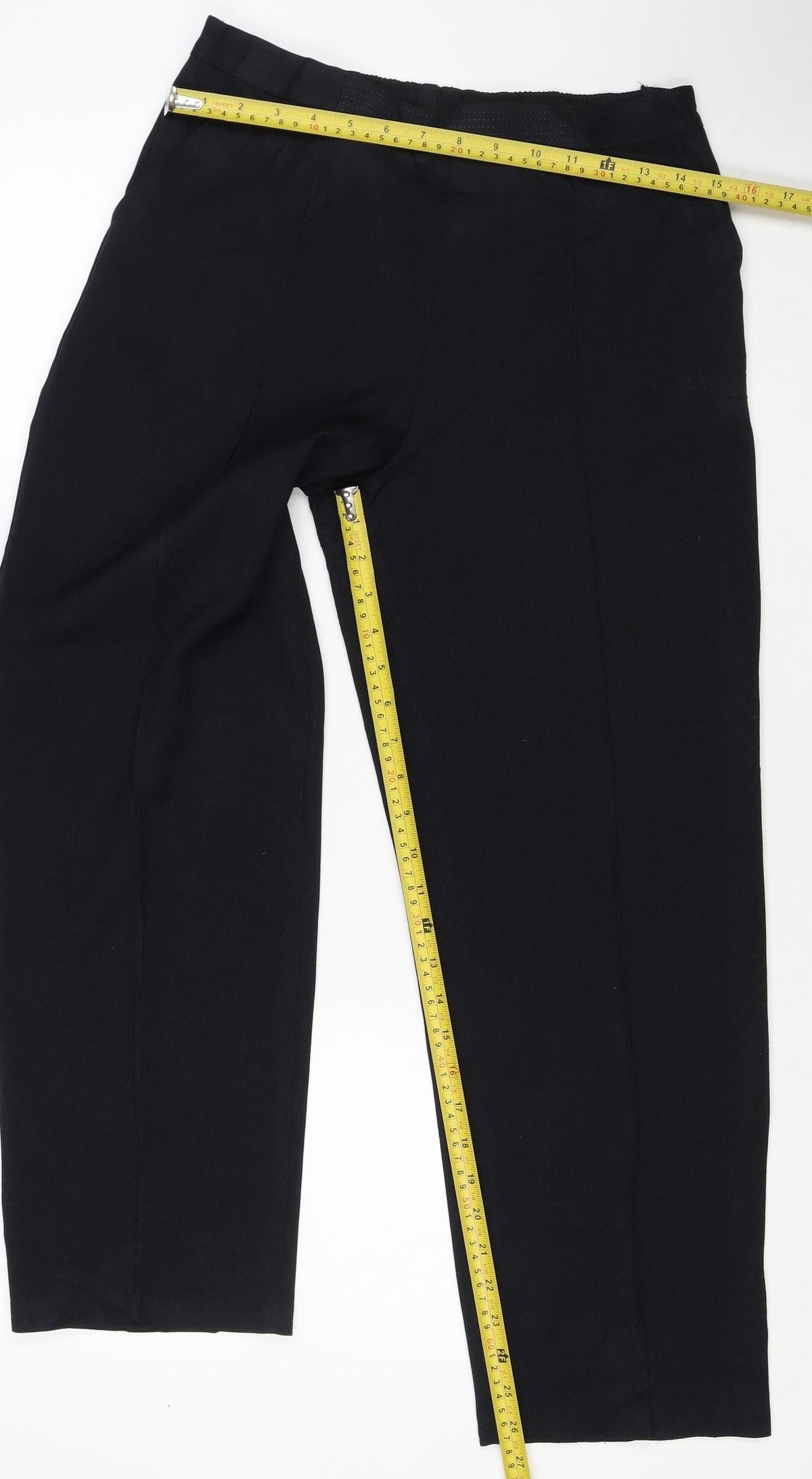 Marks & Spencer Women Navy UK 10 Short Pull-On Straight Trousers
