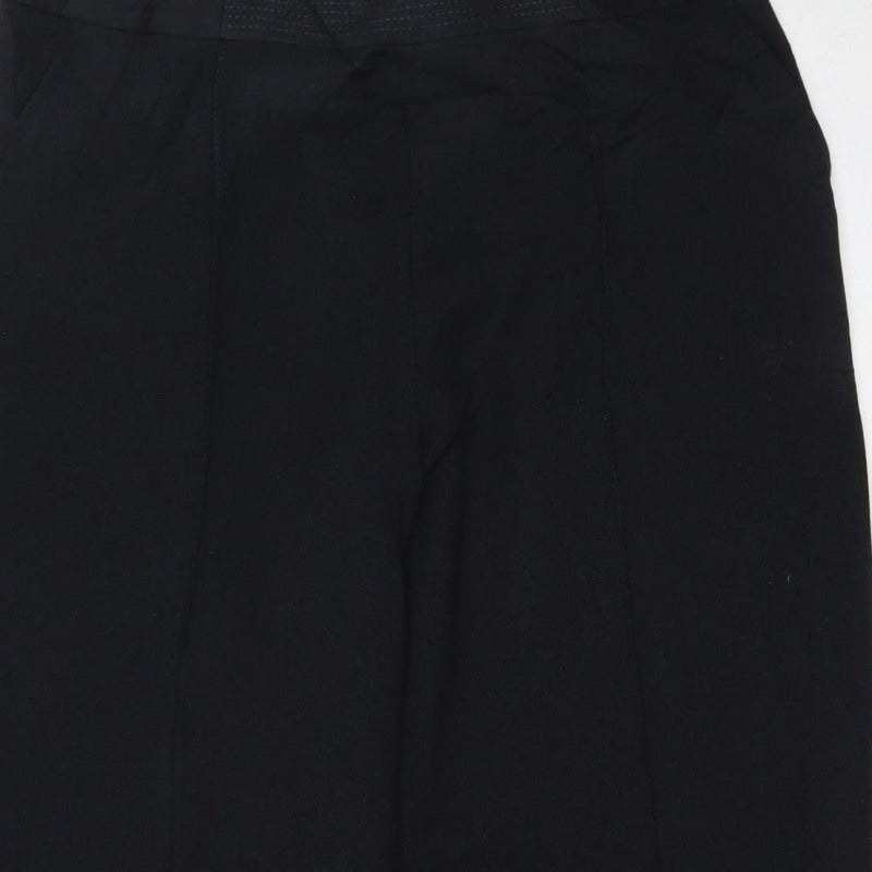 Marks & Spencer Women Navy UK 10 Short Pull-On Straight Trousers