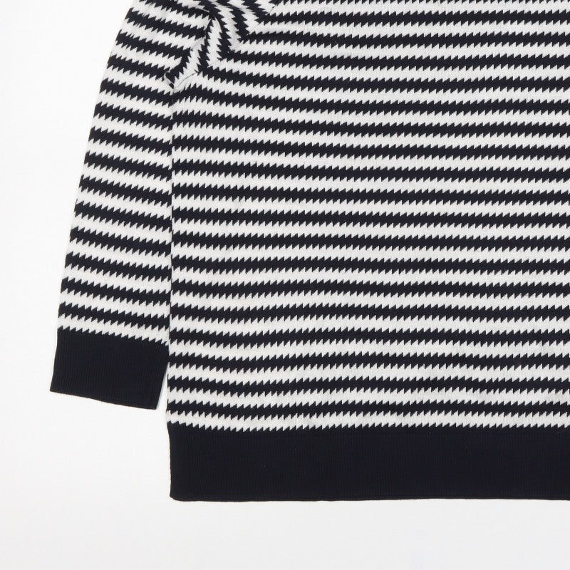 Next Women’s Black White Striped Knit Jumper Size 22 Crew Neck