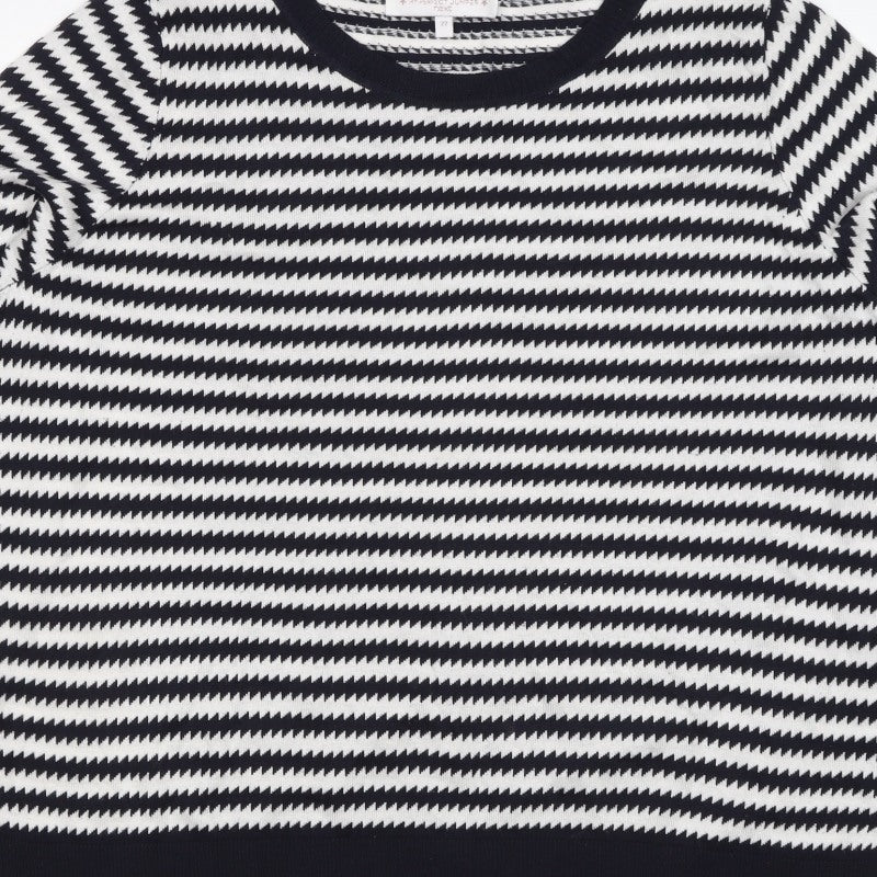 Next Women’s Black White Striped Knit Jumper Size 22 Crew Neck