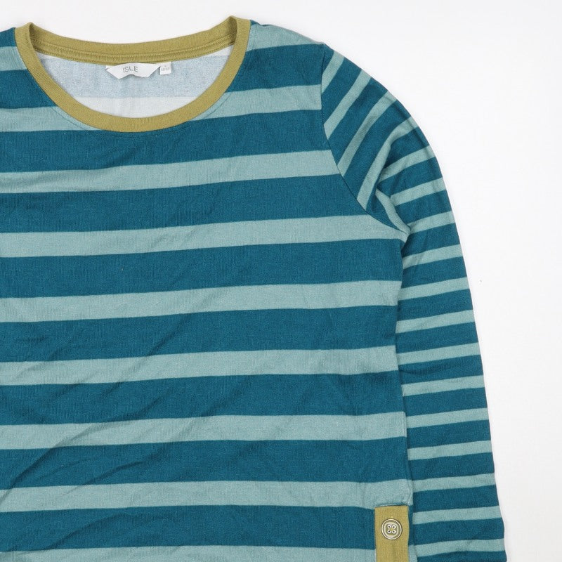 ISLE Women’s Blue Striped Button Detail Knit Jumper UK 10