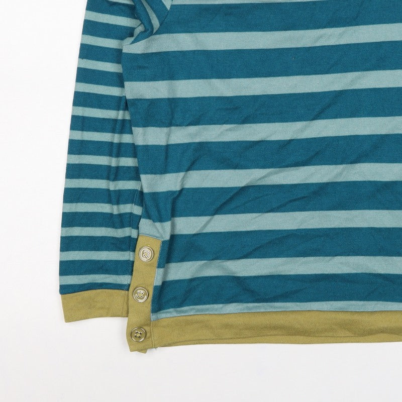 ISLE Women’s Blue Striped Button Detail Knit Jumper UK 10