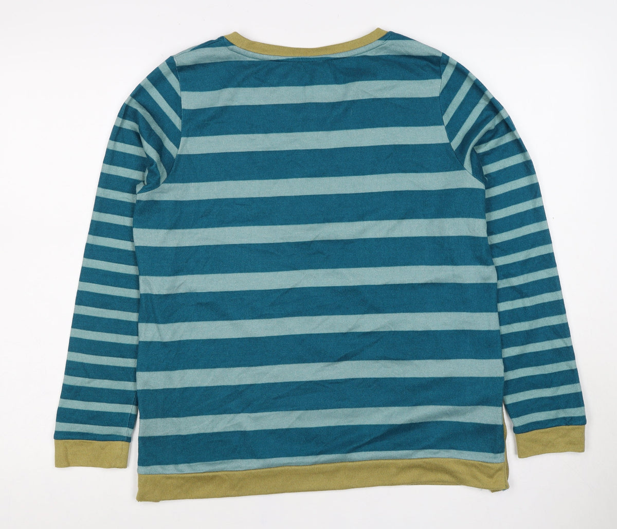 ISLE Women’s Blue Striped Button Detail Knit Jumper UK 10