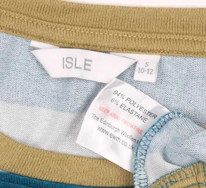 ISLE Women’s Blue Striped Button Detail Knit Jumper UK 10