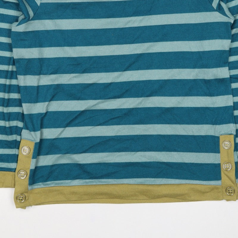 ISLE Women’s Blue Striped Button Detail Knit Jumper UK 10