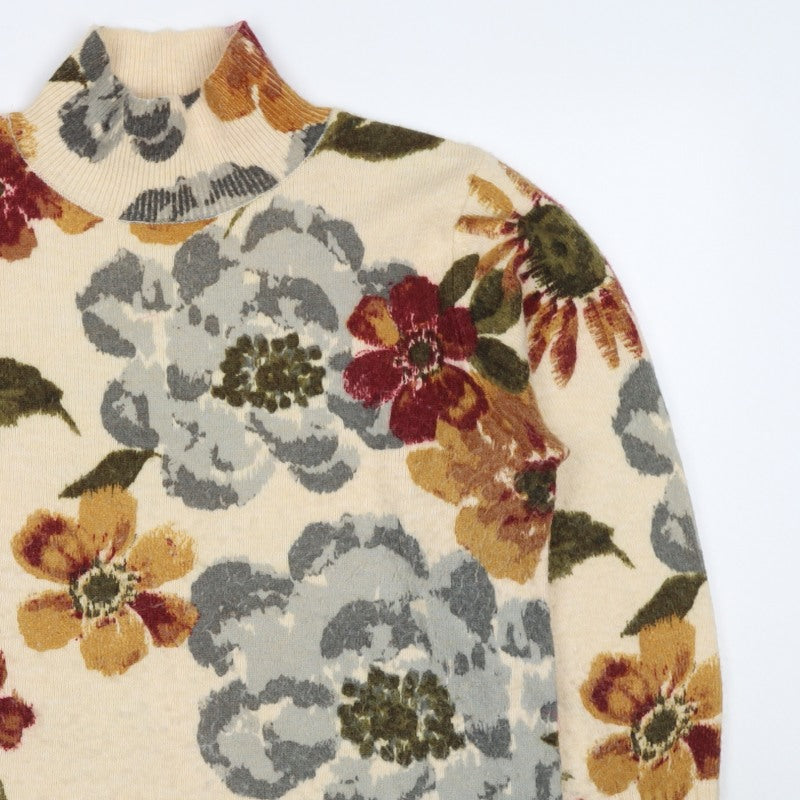 Monsoon Women’s Multicoloured Floral Mock Neck Wool Blend Jumper M