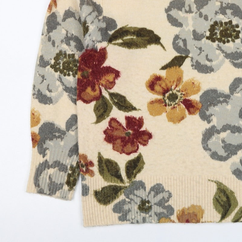 Monsoon Women’s Multicoloured Floral Mock Neck Wool Blend Jumper M