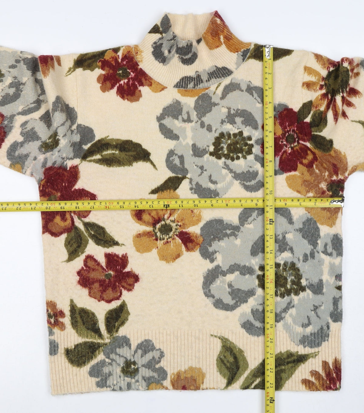 Monsoon Women’s Multicoloured Floral Mock Neck Wool Blend Jumper M