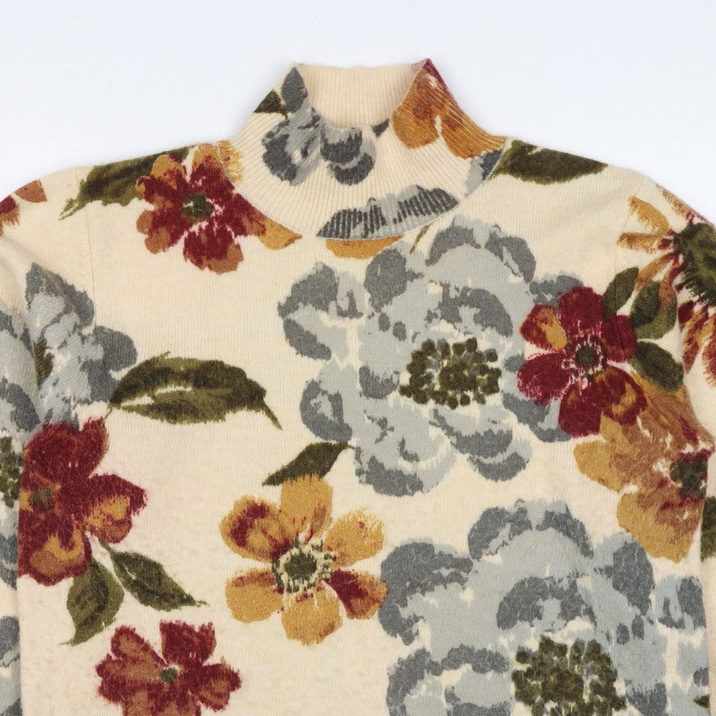 Monsoon Women’s Multicoloured Floral Mock Neck Wool Blend Jumper M