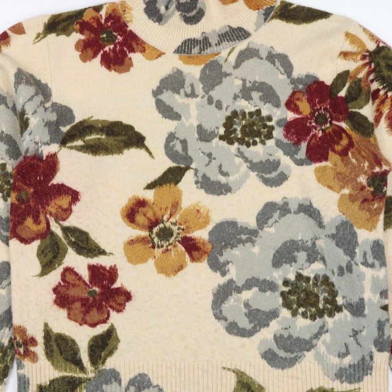 Monsoon Women’s Multicoloured Floral Mock Neck Wool Blend Jumper M