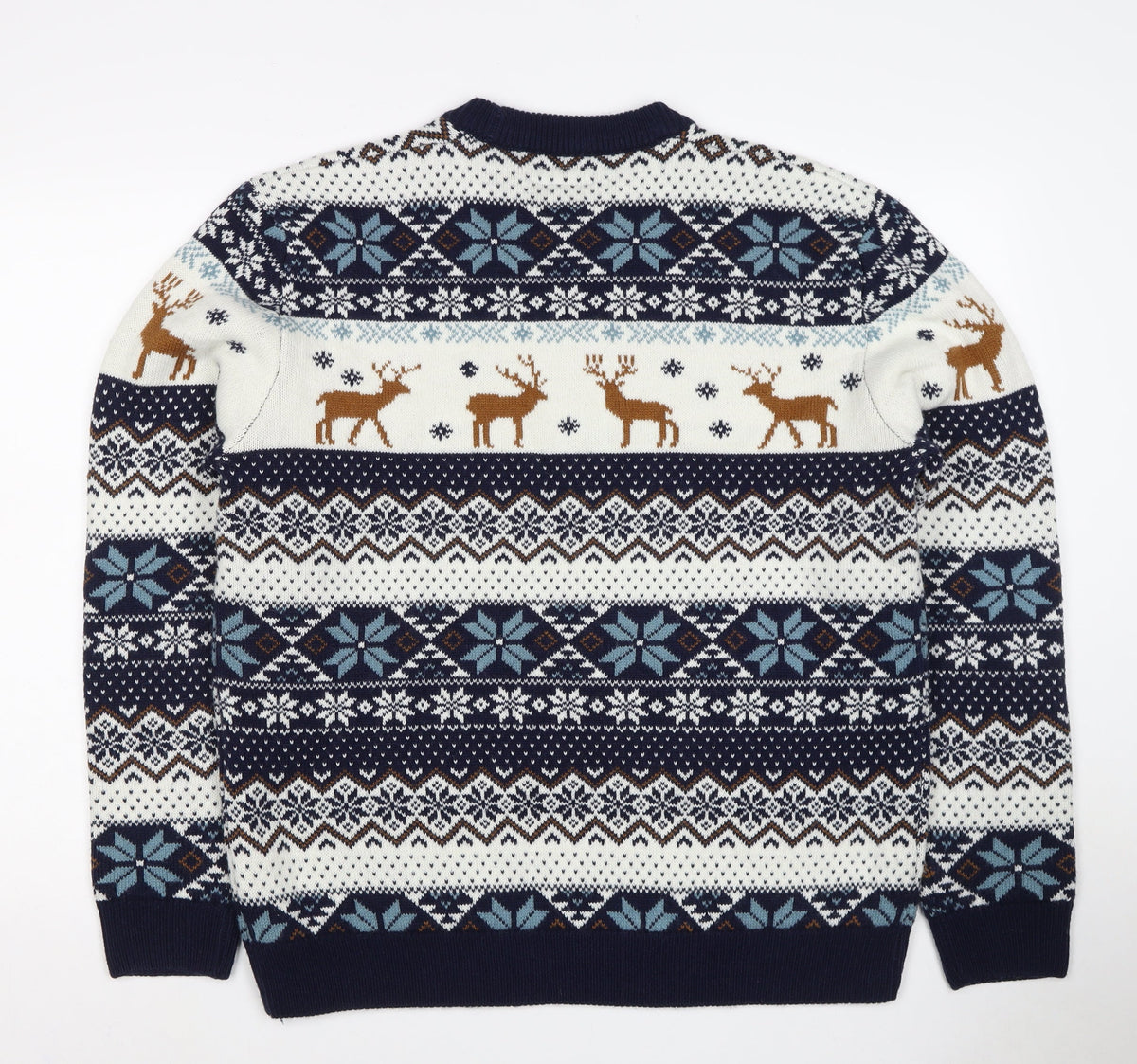 Next Women’s Navy Multicoloured L Fair Isle Reindeer Christmas Jumper