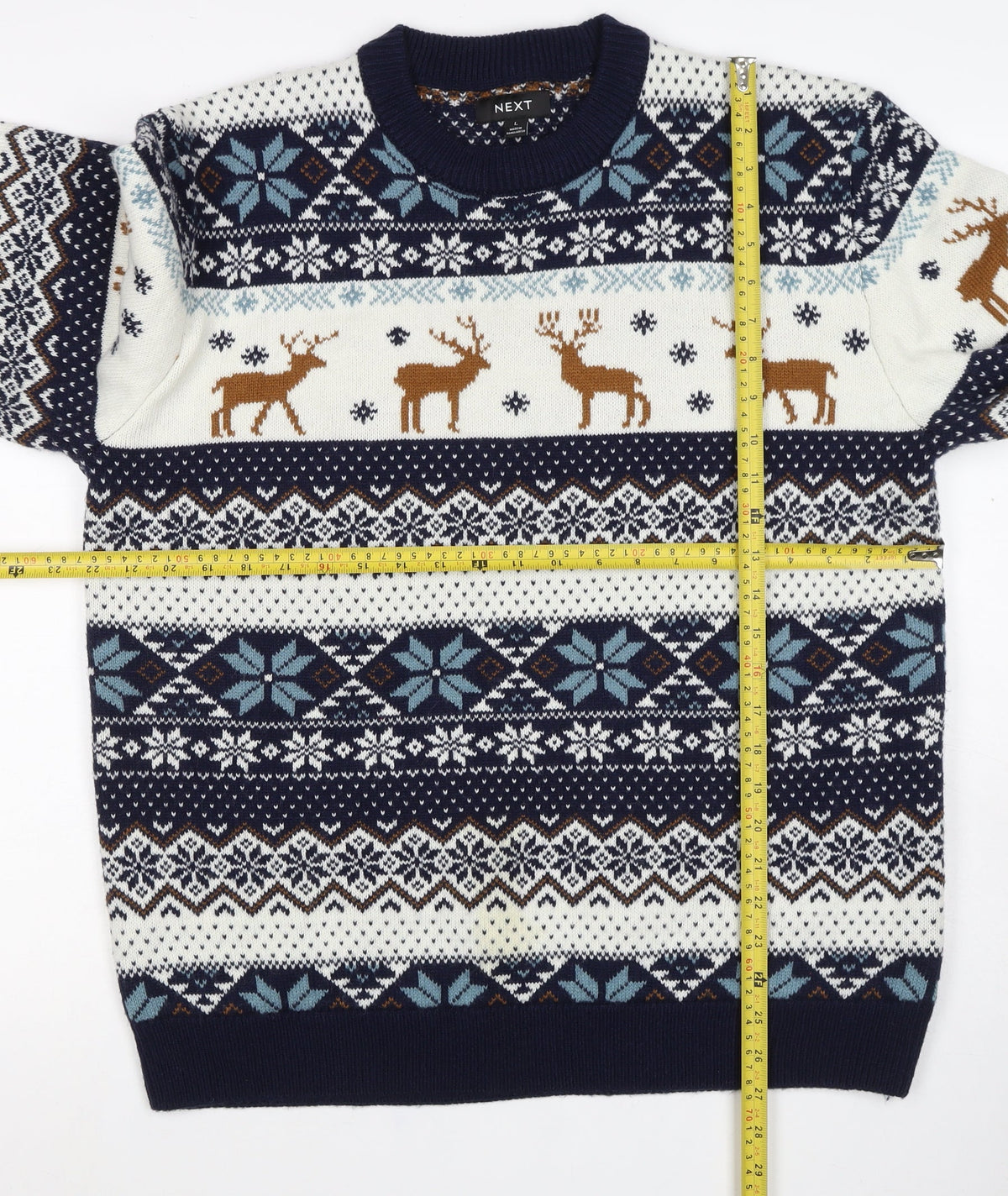 Next Women’s Navy Multicoloured L Fair Isle Reindeer Christmas Jumper