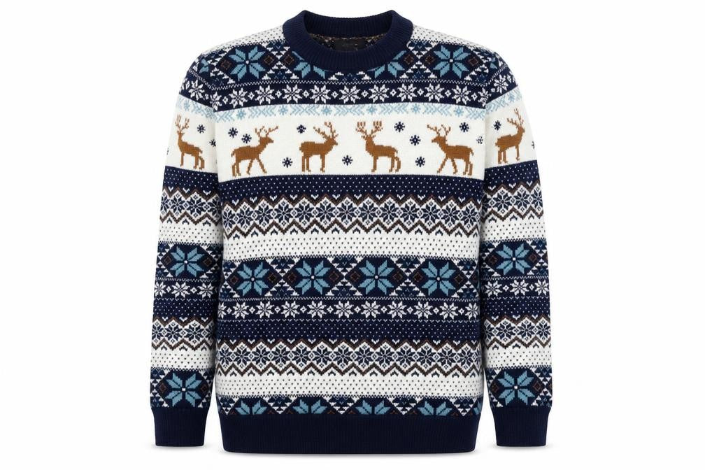 Next Women’s Navy Multicoloured L Fair Isle Reindeer Christmas Jumper