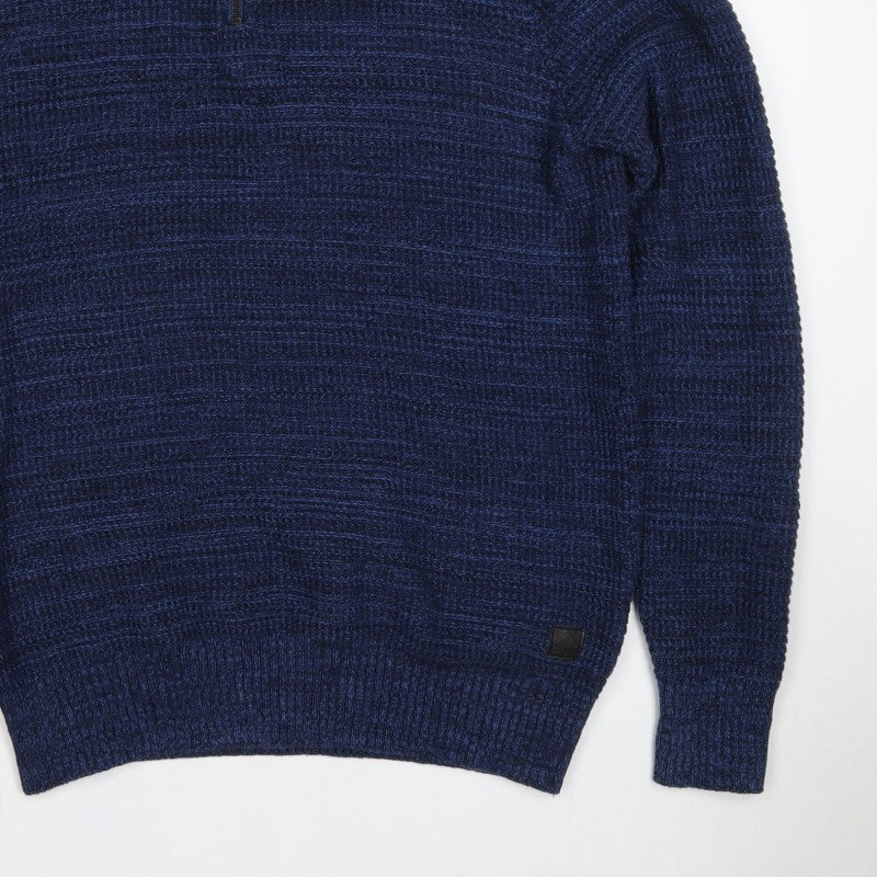 Next Men’s Blue M 1/2 Zip High Neck Cotton Knit Pullover Jumper